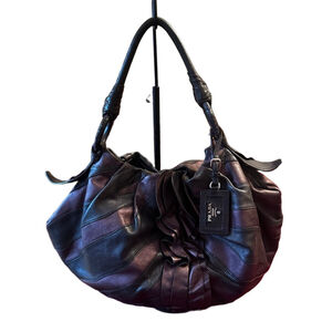 Prada Vitellino Mordo Hobo Shoulder Bag in Black/ Purple
